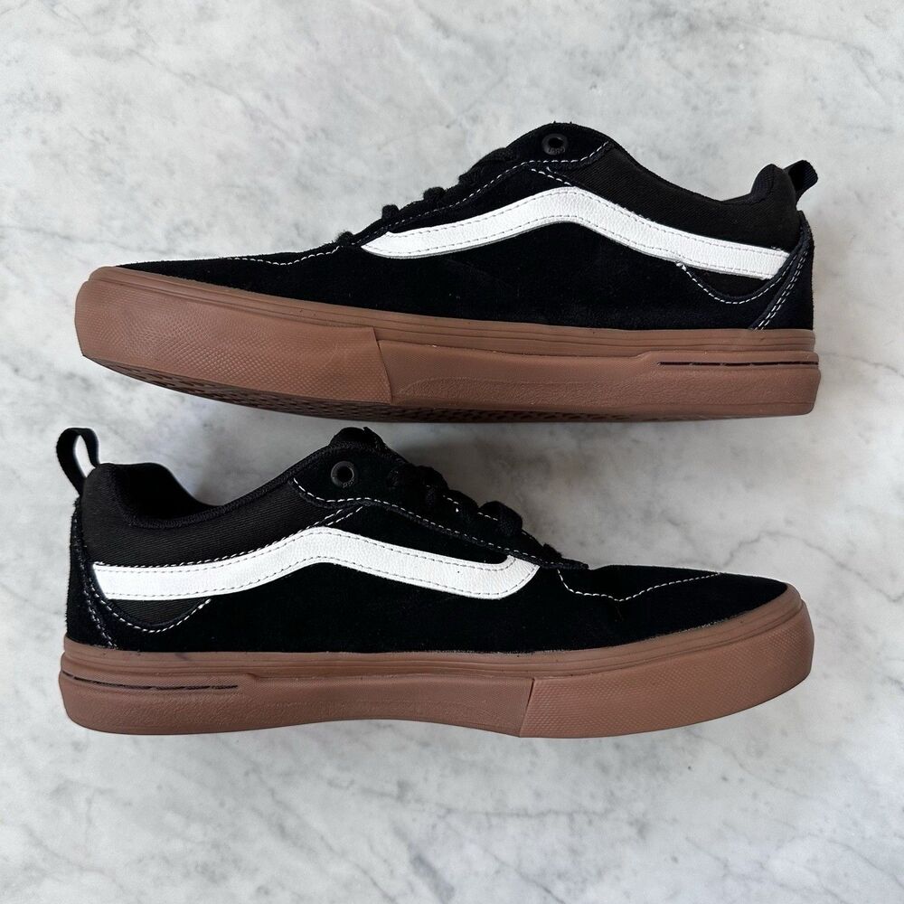 Vans Kyle Walker Pro Black Gum Men's 8.5 Suede Shoes Sneakers White Side Stipes - Picture 2 of 13